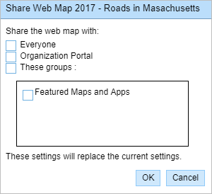 Share Web Map dialog box Share Web Map dialog box